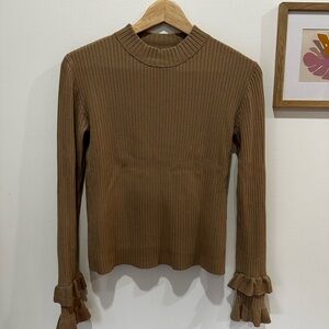 Tiger of Sweden Tan Ribbed Long Sleeve Top